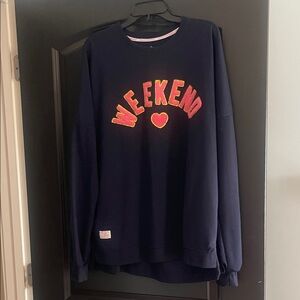 Simply Southern Navy and Pink Weekend Sweater